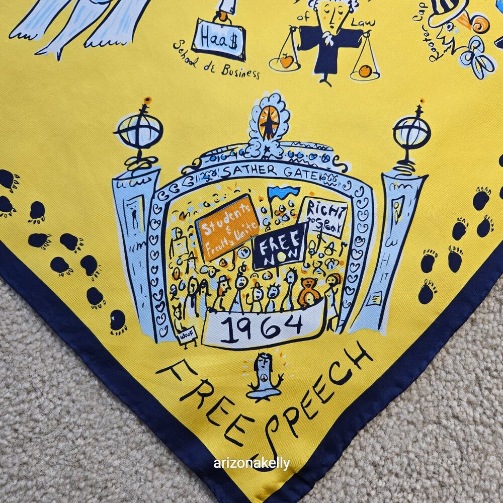 RARE UC Berkeley 100% Silk Scarf Hand-Rolled Aksesaré 2004 Collectible - Picture 5 of 12